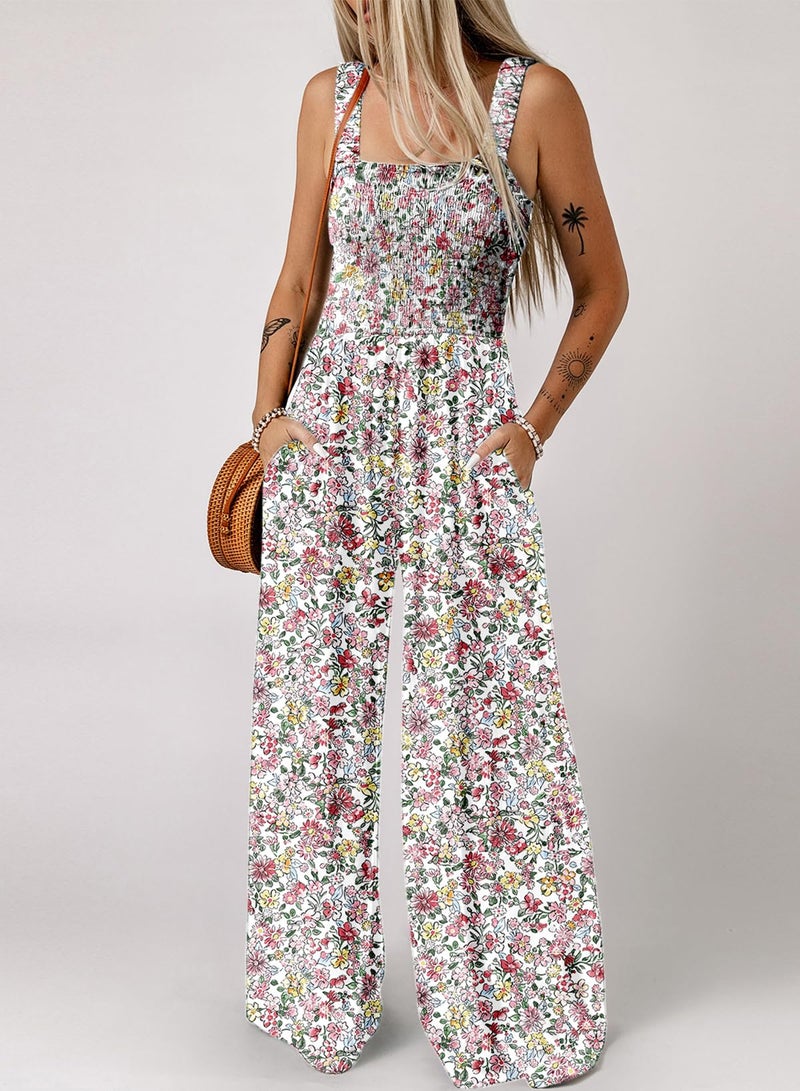 Dokotoo Womens Casual Loose Overalls One Piece Sleeveless Jumpsuits for Women Stretchy Wide Leg Long Pant Rompers Jumpsuit with Pockets Printed 2026 Fashion Xsmall Light Pink - Image 2