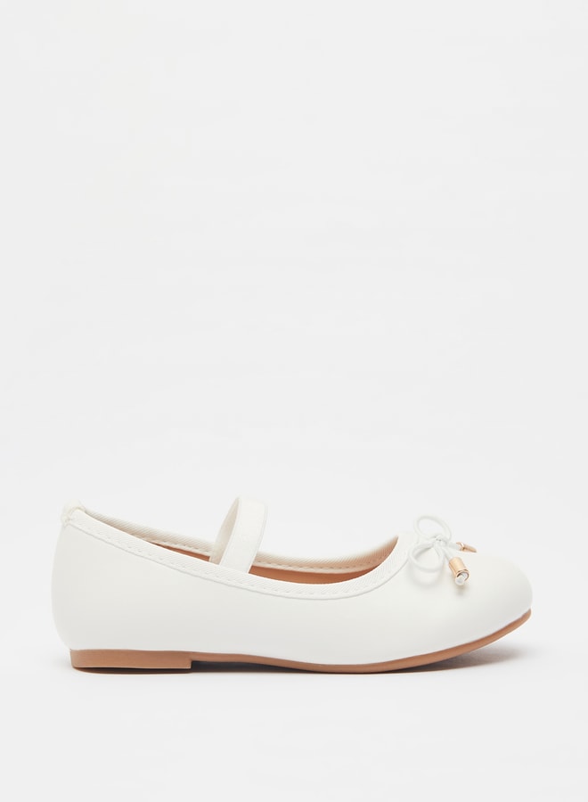 JUNIORS Girls Round Toe Ballerina Shoes with Elastic Strap Detail with Cushioning - Image 1