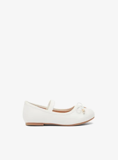 JUNIORS Girls Round Toe Ballerina Shoes with Elastic Strap Detail with Cushioning