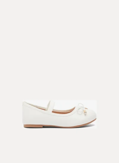 جونيورز حذاء باليرينا دائري للبنات بشريط مطاطي مبطن