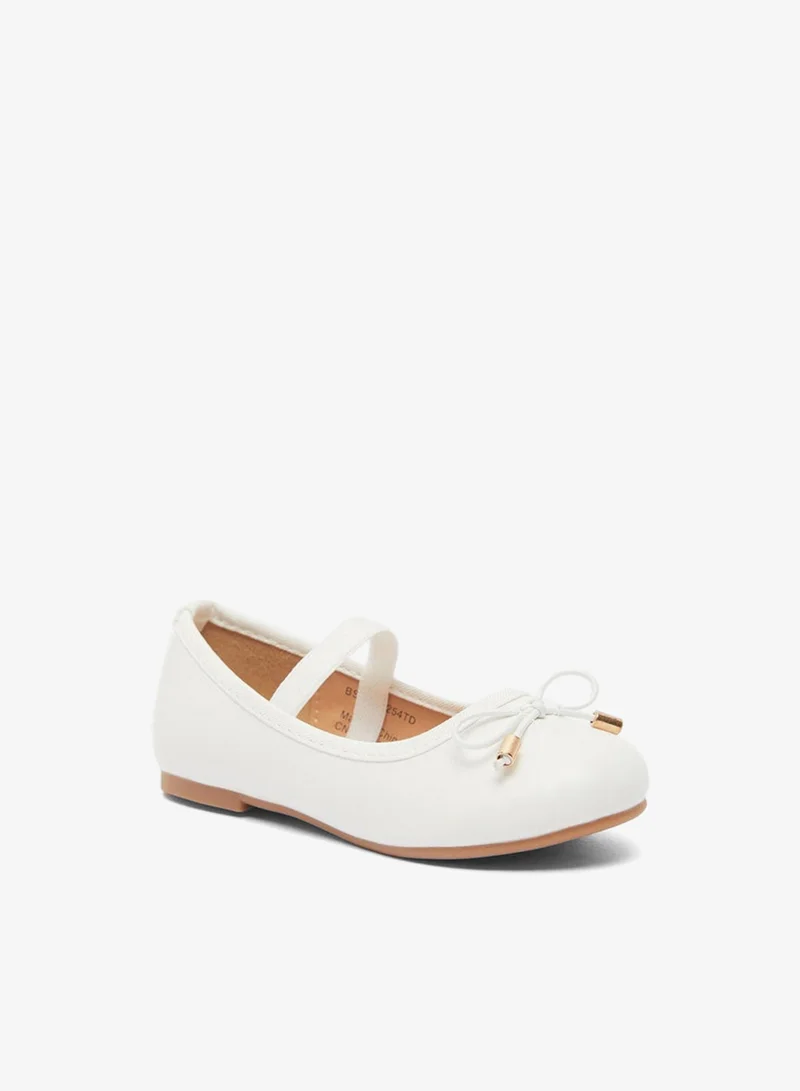 JUNIORS Girls Round Toe Ballerina Shoes with Elastic Strap Detail with Cushioning