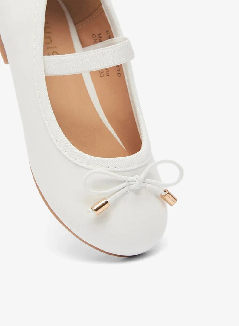 JUNIORS Girls Round Toe Ballerina Shoes with Elastic Strap Detail with Cushioning