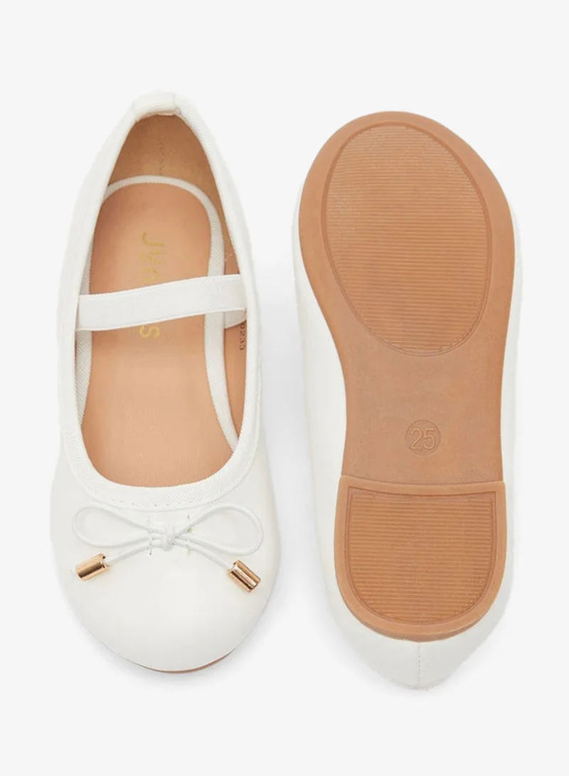 JUNIORS Girls Round Toe Ballerina Shoes with Elastic Strap Detail with Cushioning