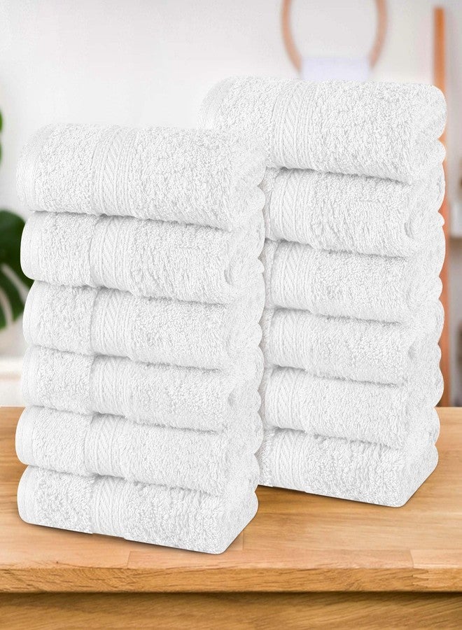 Superior Atlas Cotton Luxury Face Towels, Washcloth Set, Heavyweight, Bathroom Accessories, Kitchen Basics, Spa, Salon, Hotel, Resort, Thick, Ultra-Plush, Highly-Absorbent, Face Towel, White - Image 1