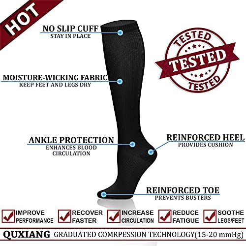 QUXIANG Copper Compression Socks for Women & Men Circulation (8 Pairs) - Best for Running Athletic Cycling - 15-20 mmHg (L/XL,Multi 17) - Image 4