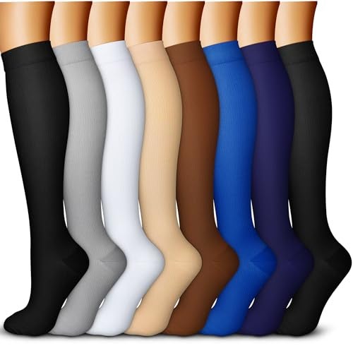 QUXIANG Copper Compression Socks for Women & Men Circulation (8 Pairs) - Best for Running Athletic Cycling - 15-20 mmHg (L/XL,Multi 17) - Image 3