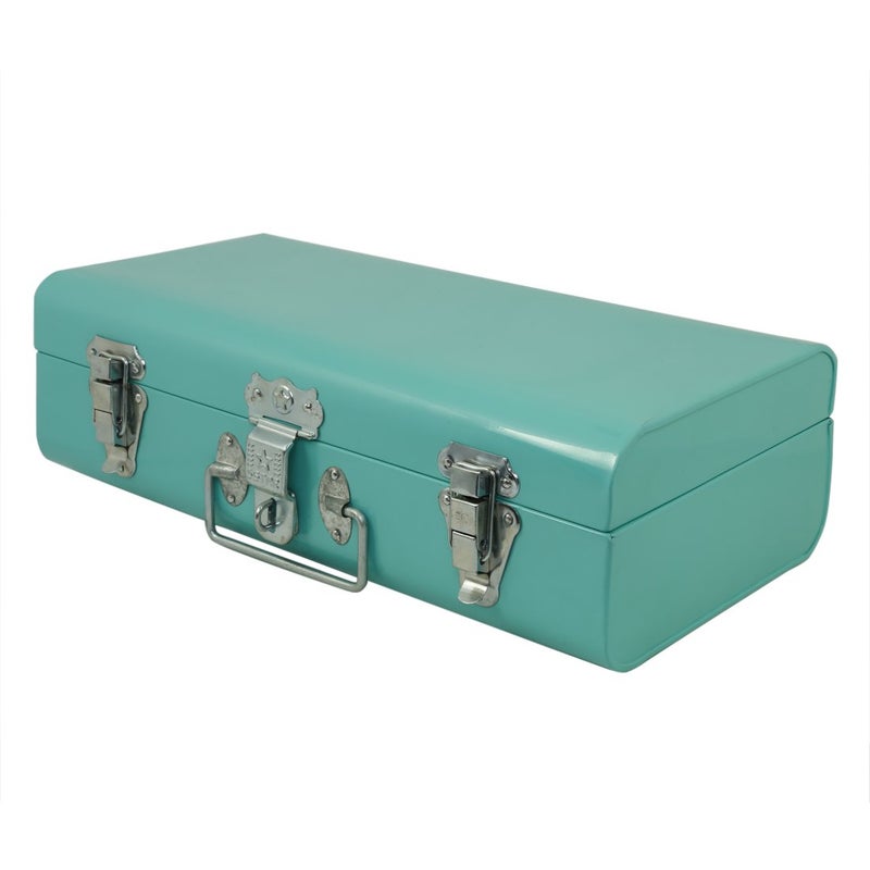 Elan Elan Vintage Style Metal Long Trunk Rectangular Decorative Box Aqua  - Image 3