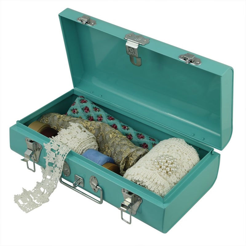 Elan Elan Vintage Style Metal Long Trunk Rectangular Decorative Box Aqua  - Image 1