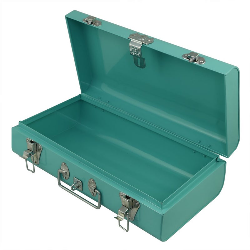 Elan Elan Vintage Style Metal Long Trunk Rectangular Decorative Box Aqua  - Image 2