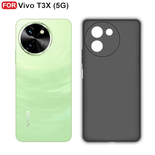 CEDO Back Cover for Vivo T3X (5G) | Camera Bump Protection & Inner Velvet Fabric Lining | Ultra Slim Matte Soft Rubberised Case Cover (Black) - Image 2