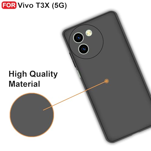 CEDO Back Cover for Vivo T3X (5G) | Camera Bump Protection & Inner Velvet Fabric Lining | Ultra Slim Matte Soft Rubberised Case Cover (Black) - Image 5