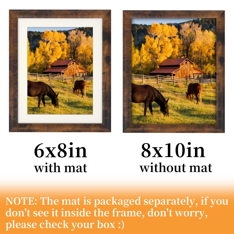 AEVETE Picture Frame 8x10 Dark Brown Photo Frames Rustic for Wall and Desk Decor - Image 3