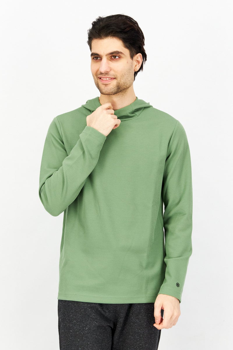 Gaiam Men Hooded Long Sleeve Long Sleeve Training Sweatshirt, Sage Green - Image 1