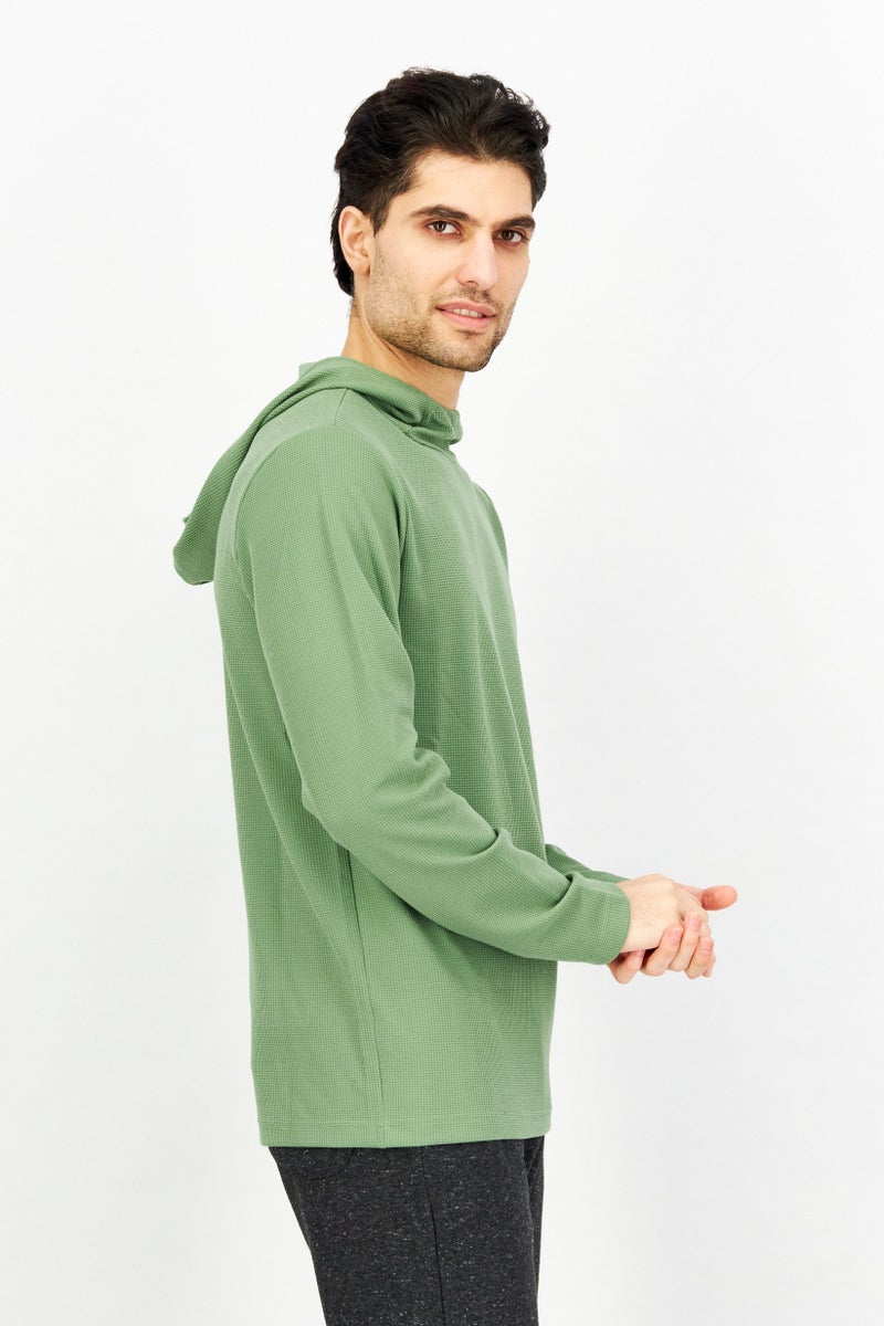 Gaiam Men Hooded Long Sleeve Long Sleeve Training Sweatshirt, Sage Green - Image 2