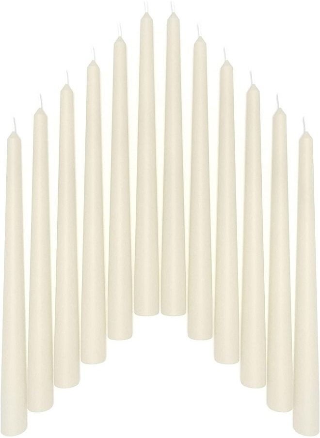 12 Pack Ivory Long Taper Candles 15cm