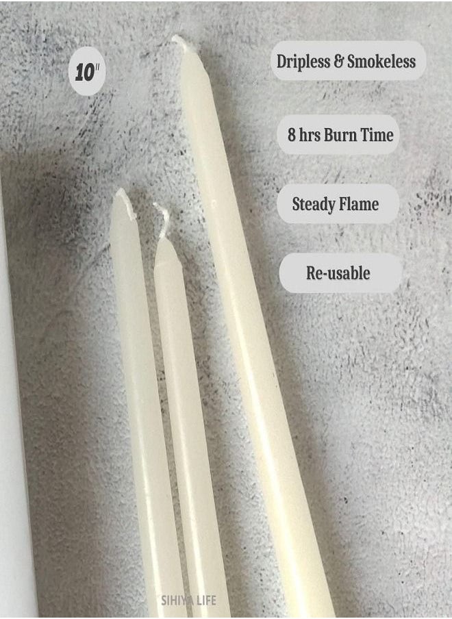 12 Pack Ivory Long Taper Candles 15cm