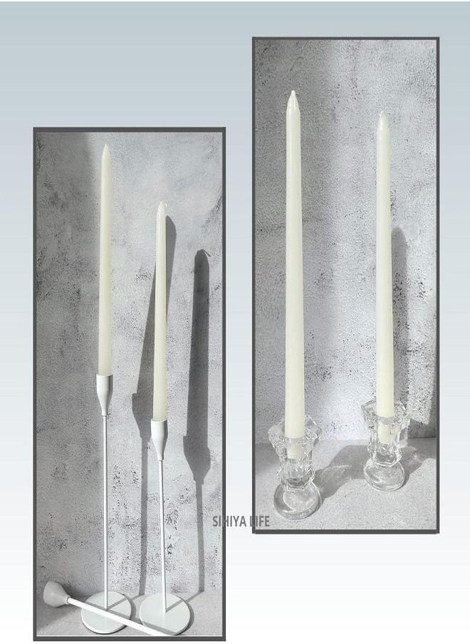12 Pack Ivory Long Taper Candles 15cm