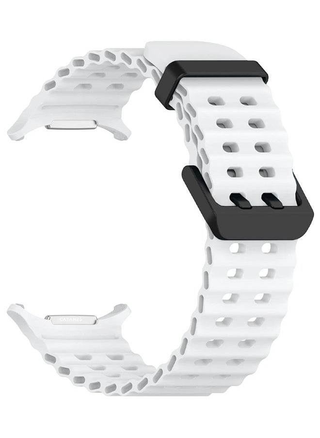 CATANES - (for Samsung Galaxy Watch 7 Ultra 47mm) Silicone Band Soft Ocean Silicone Sport Strap Replacement Accessory White - Image 1