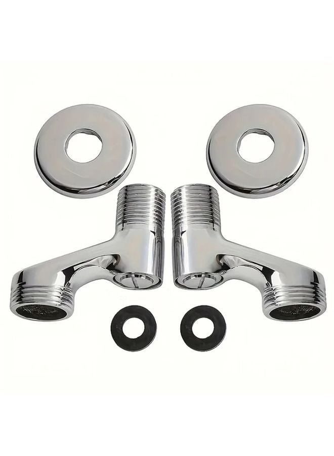 2Pcs Stainless Steel Adjustable Shower Elbow Adapter With Gasket Universal Angle Valve Replacement - Image 1
