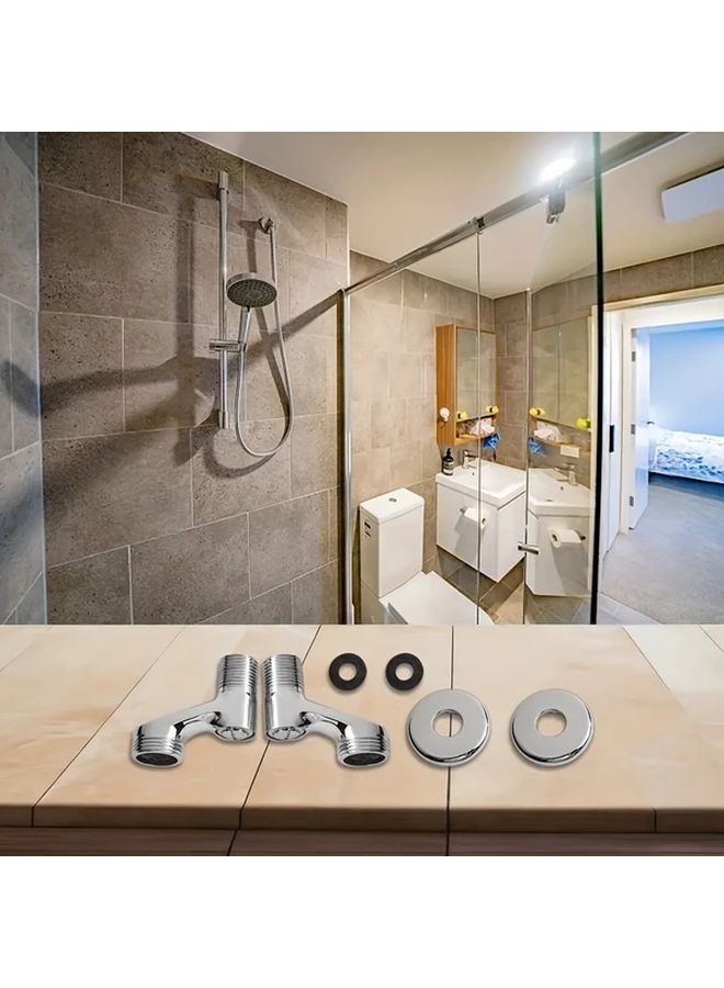 2Pcs Stainless Steel Adjustable Shower Elbow Adapter With Gasket Universal Angle Valve Replacement - Image 3