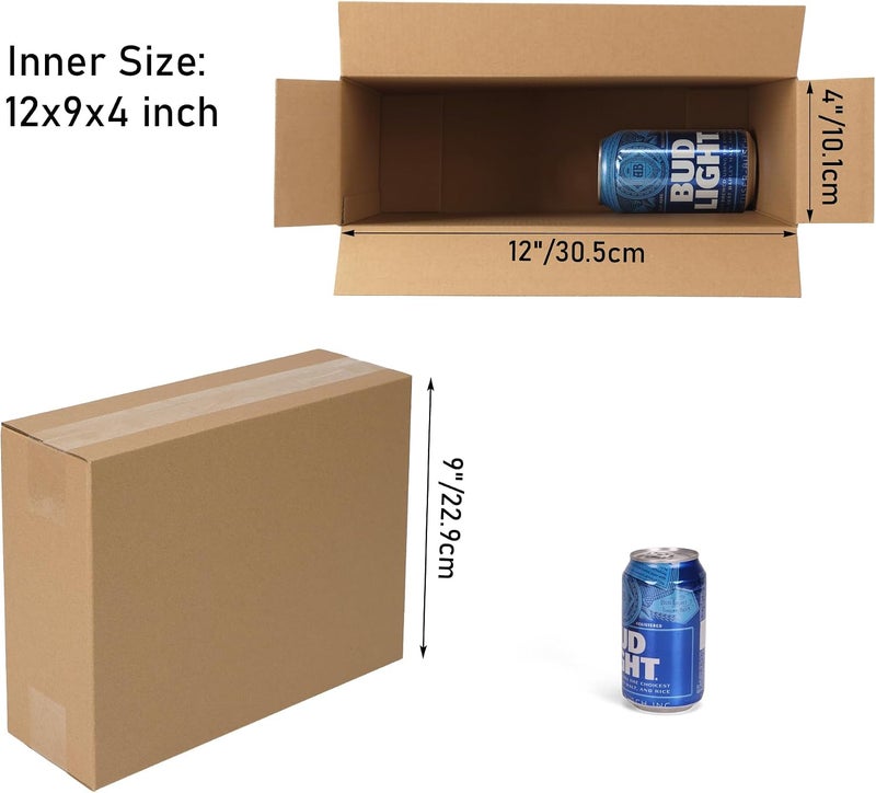 CRUGLA 40 عبوة 12x9x4 صناديق شحن للأعمال الصغيرة، صناديق كرتون مموج بالجملة للتغليف والشحن والبريد - Image 2