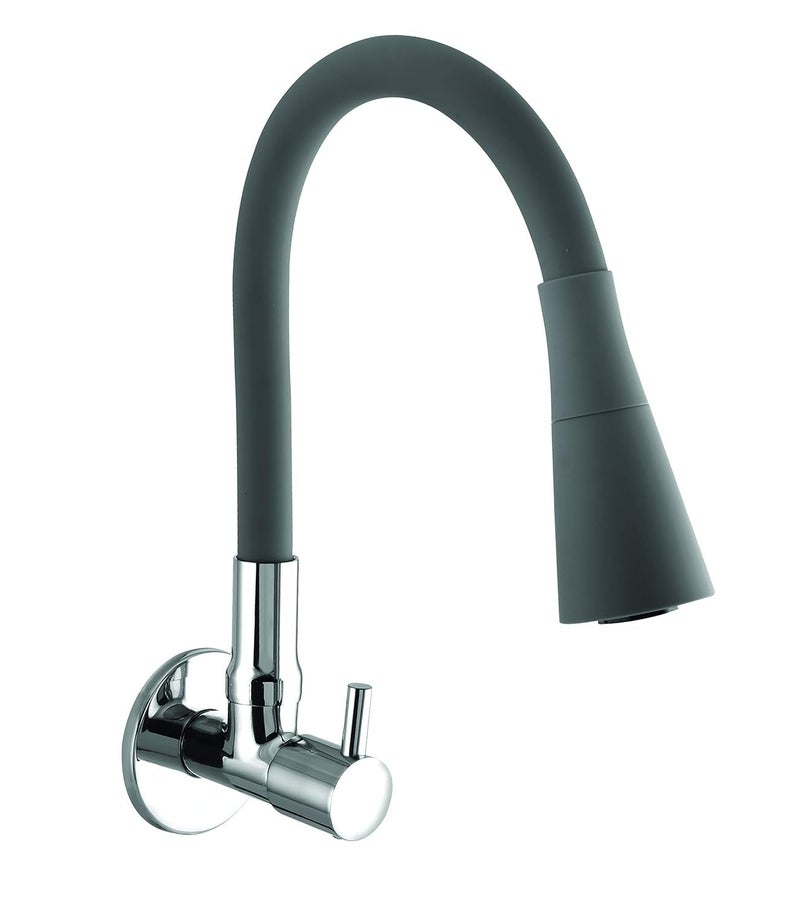 SEARENE BATHWARE Kitchen Sink Tap | Flexible Neck Wall Mount Dual Flow Medium Shower & Foam | 360° Swivel Spout Faucet | Flexible Silicone Spout Mixer | Splash-Free Chrome Kitchen Tap | Modern Modular Kitchen Faucet - Image 1