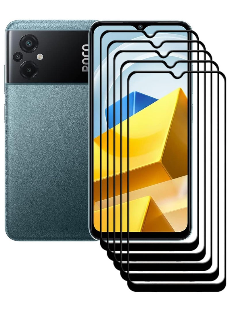 ACLIX 5 Pieces Antistatic ESD Dustproof Premium Quality High Definition Tempered Glass Screen Protector Designed For Xiaomi Poco M5 - Image 1