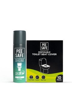 PEESAFE Toilet Hygiene Combo For Women | Toilet Seat Sanitizer Mint (50 Ml) With Disposable Toilet Seat Cover (10 N) | Protects Against Germs | Easy To Carry | Travel Friendly Pack  - Image 1