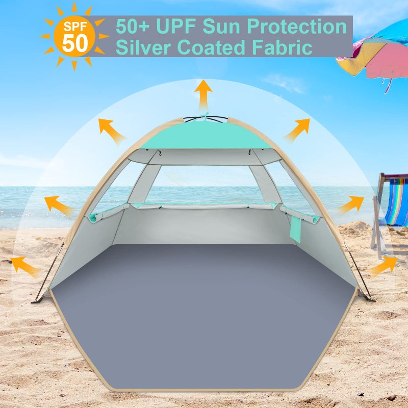Gorich Beach Tent Sun Shelter for 3/4/6/8/10 Person with UPF 50ï¼‹ UV Protection, Lightweight & Easy Setup Beach Shade Canopy, Portable Beach Shade Tent Beach Cabana - Image 3