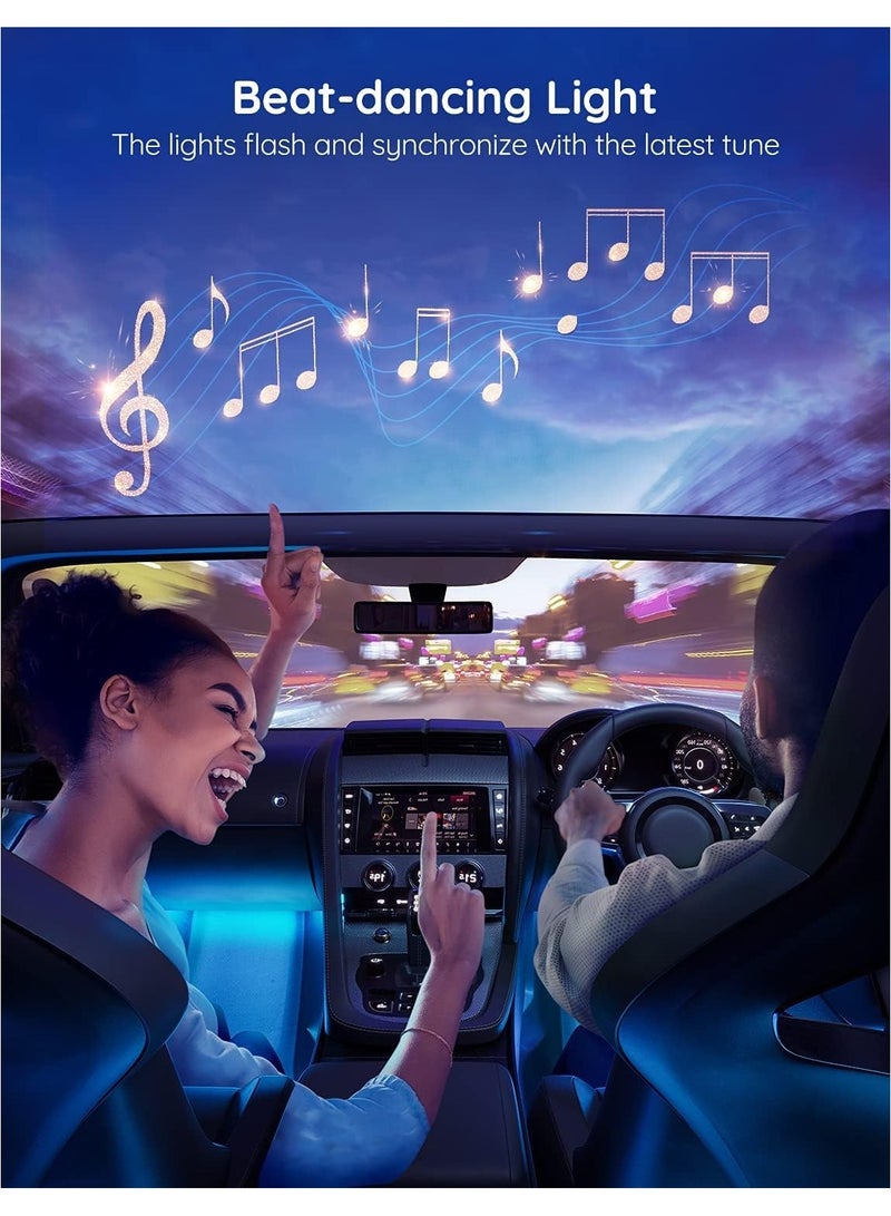 Car LED Lights, Smart Interior Lights with App Control, RGB Inside Car Lights with DIY Mode and Music Mode, 4 Lines Design for Cars with Car Charger, DC 12V - Image 4