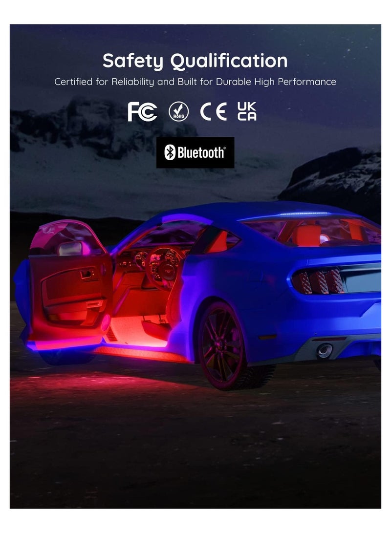 Car LED Lights, Smart Interior Lights with App Control, RGB Inside Car Lights with DIY Mode and Music Mode, 4 Lines Design for Cars with Car Charger, DC 12V - Image 2