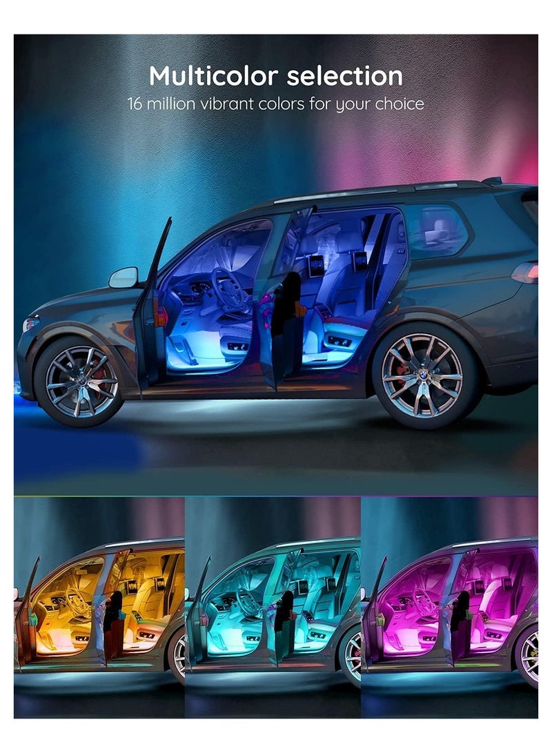 Car LED Lights, Smart Interior Lights with App Control, RGB Inside Car Lights with DIY Mode and Music Mode, 4 Lines Design for Cars with Car Charger, DC 12V - Image 3