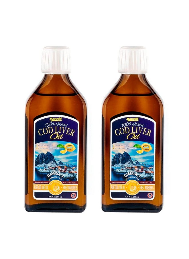 Sanniti 100% Natural Cod Liver Oil, Wild Caught Nordic, 250 Ml (Pack Of 2) (Lemon)  - Image 1