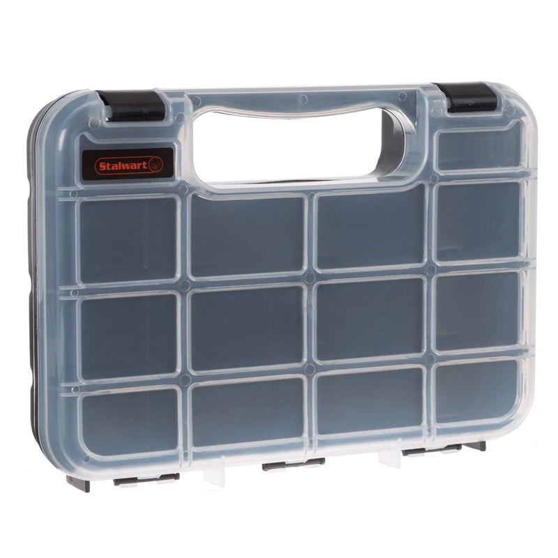Stalwart Hardware Organizer Box with Dividers - 14 Compartment Small Parts Organizer Portable Tool Box Organizer with Secure Latches - Plastic Screw Organizer Box for Nuts, Beads, Jewelry or Tackle by Stalwart - Image 1