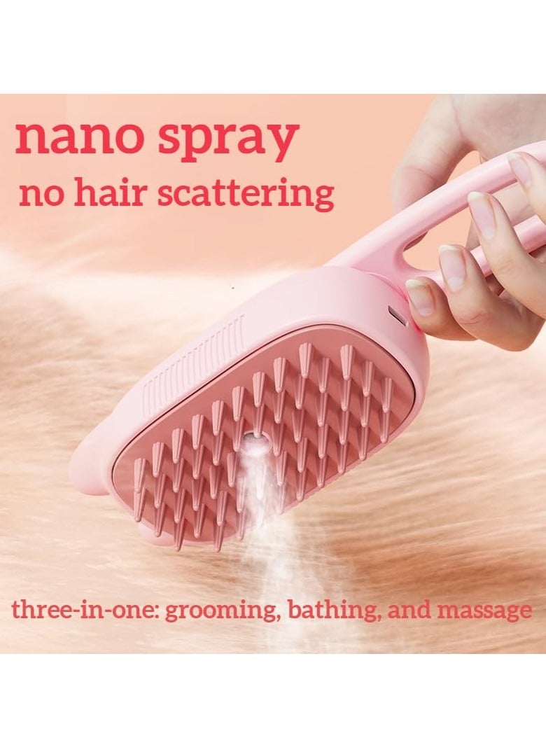 Upgraded Cat Brush 3 in 1 Cat Steam Brush for Hair Removal, Pet Steam Brush Cleaning Brush, Silicone Massage Grooming Brush for Cats and Dogs (Spinning Cat Brush Off-White) - Image 3