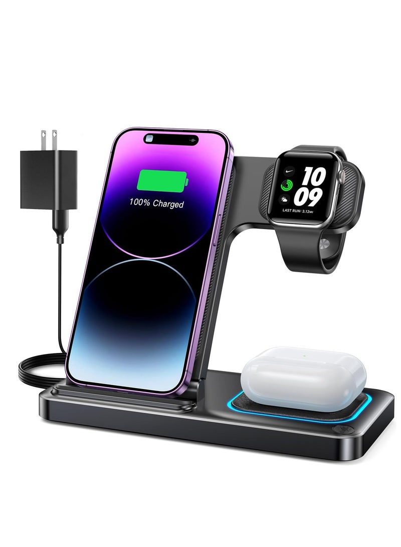 General 3 in 1 Wireless Charger for iPhone 15/14/13/12,Wireless Charging Station for Apple Devices, Charging Stand for Apple Watch Series  - Image 1