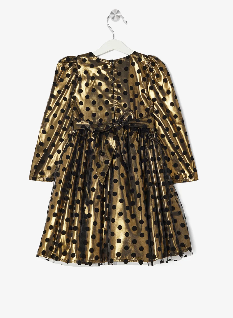 Little Golden Apple Little Belted Dotted Dress