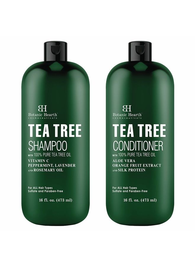 Botanic Hearth Shampoo and Conditioner Set - with 100% Pure Tea Tree Oil, for Itchy and Dry Scalp, Sulfate/ Paraben Free - for Men and Women - 16 fl oz each - Image 1