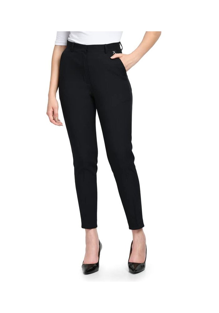 Exude Navy Blue Straight Trouser for Women - Image 1