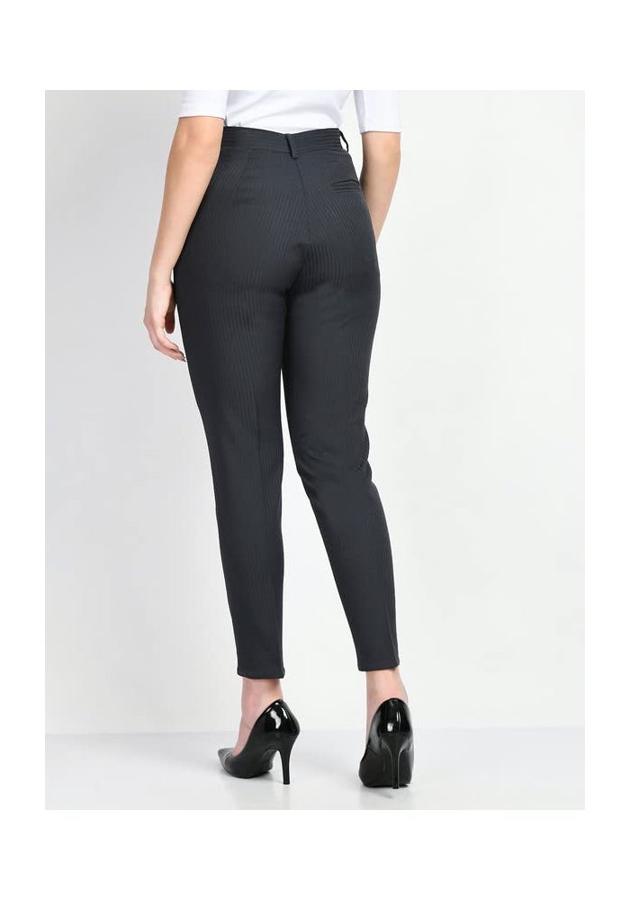 Exude Navy Blue Straight Trouser for Women - Image 5