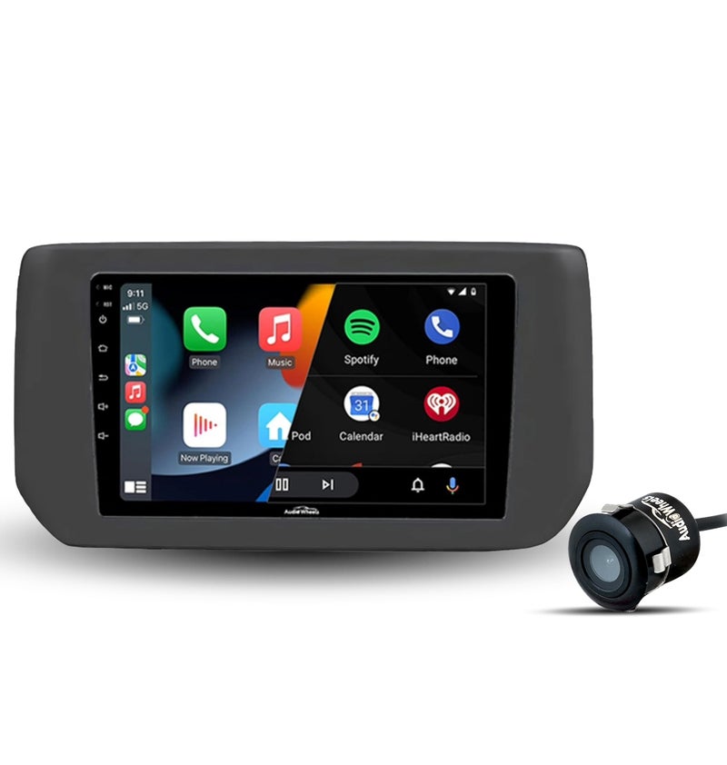 Audio Wheels Swift Dzire 2024 9-inch 1280P IPS Auto Android Car Display with Gorilla Glass | Double Din Car Stereo | Android 13 | 2GB/32GB Multimedia Player + AHD Camera, Dashboard Frame & Socket - Image 1