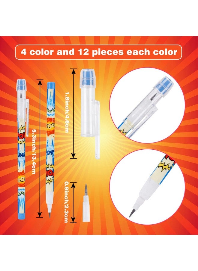 Kolewo4ever 48 Pcs Hero Pencils Translucent Pencil Multipoint Non- Sharpening Stackable Pencils Pop Up Plastic Pencils Pow! Snap! Wham! Bang! Pencil,4 Style - Image 2