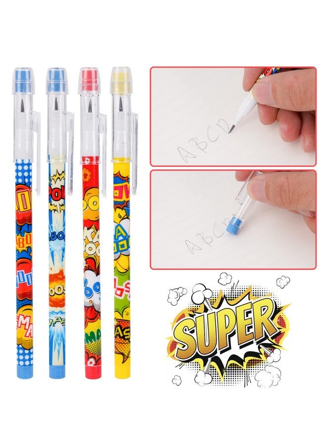Kolewo4ever 48 Pcs Hero Pencils Translucent Pencil Multipoint Non- Sharpening Stackable Pencils Pop Up Plastic Pencils Pow! Snap! Wham! Bang! Pencil,4 Style - Image 4