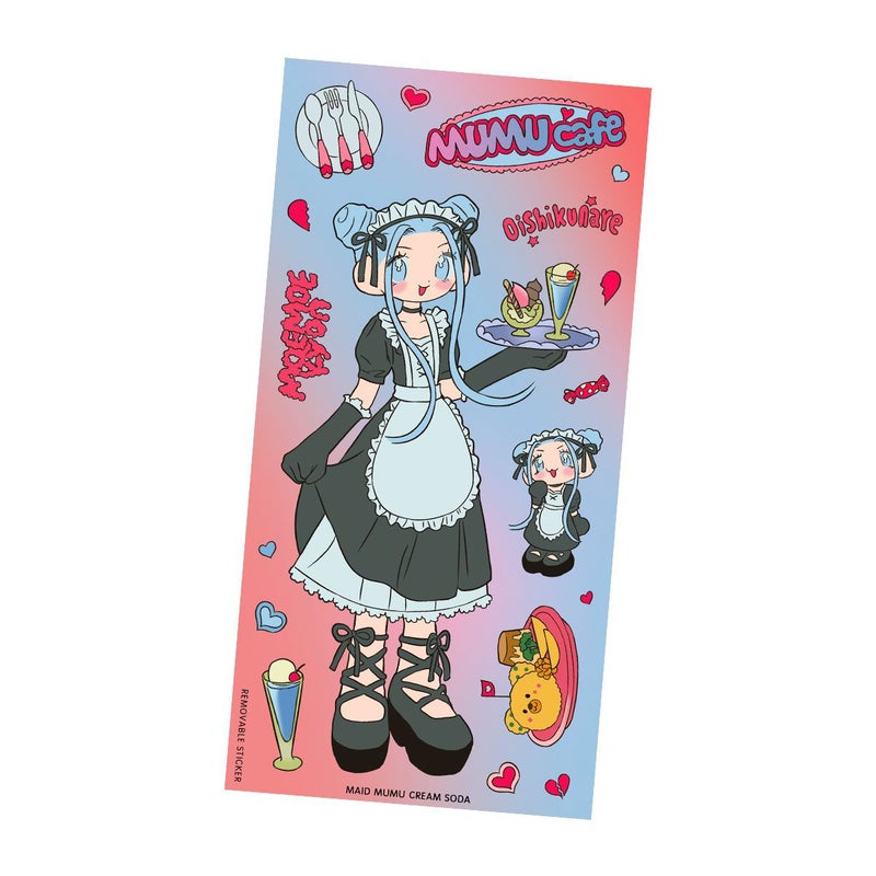 Generic Mookoo Character Stickers for Planners 01-Blue Maid/leaflet 