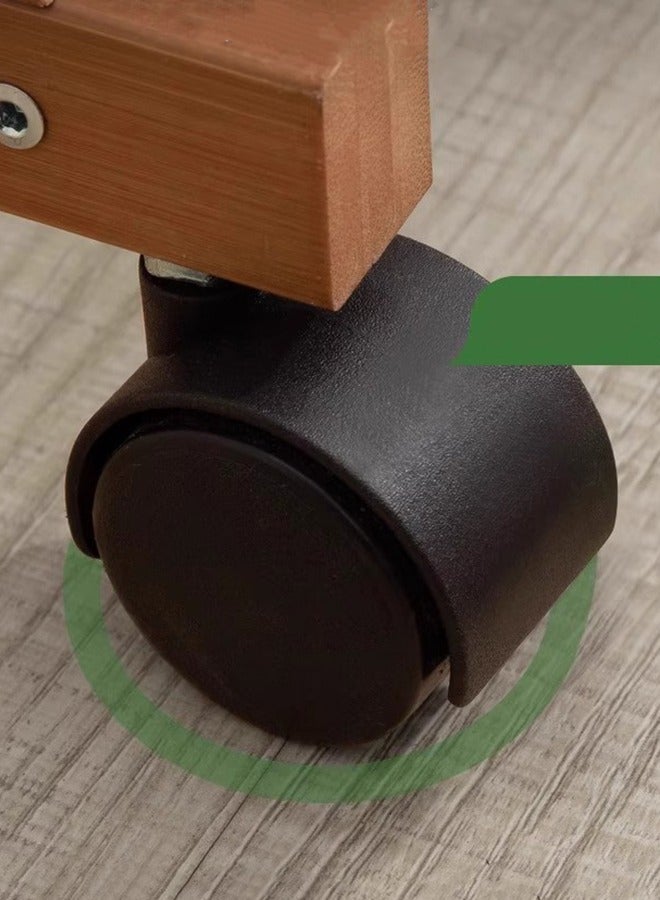 كوزينيست علاقة ملابس من الخشب الطبيعي مع أرفف تخزين، منظم ملابس خشبي متحرك بعجلات لتعليق الملابس - Image 4