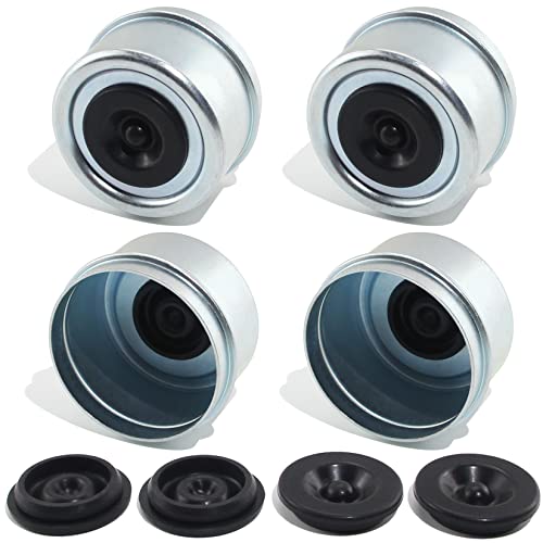 GREPSPUD 4pcs 2.44'' Trailer Hub Dust Caps, Trailer Spindle Axle Bearing Dust Cap Cup Grease Cover Caps & Extra Rubber Plugs for 5200 to 6000 lbs Boat Trailer Dexter EZ Lube Trailer Camper RV Axles - Image 1