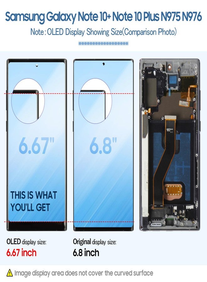 Olivechard شاشة OLED LCD من Olivechard Note 10+ 5G مع إطار أزرق هالة لهاتف Samsung Galaxy Note10 Plus/5G SM-N975U N975W N976U، مقاس 6.8 بوصة، طقم تركيب شاشة LCD بديلة مع مُحَوِّل رقمي يعمل باللمس - Image 2