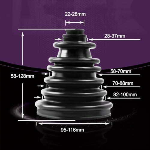 Pnkauto Upgrade CVS18 Universal CV Axle Boot Repair Kit, 5.04 Inch (128mm) Height, Fits Shaft Size 22mm-28mm, Silicone Rubber, Waterproof Dustproof Protection for Cars, Trucks, SUVs - Image 2