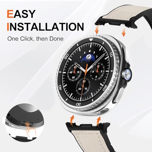 WestEagle Leather Watch 8 Band Compatible with Samsung Galaxy Watch 8 40mm 44mm/ 8 Classic 46mm, Magnetic Buckle Silicone Bottom Design Adjustable Wristbands Accessories for Men and Women, Grey - Image 5