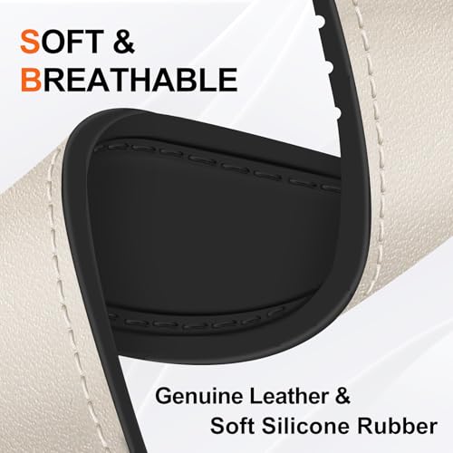 WestEagle Leather Watch 8 Band Compatible with Samsung Galaxy Watch 8 40mm 44mm/ 8 Classic 46mm, Magnetic Buckle Silicone Bottom Design Adjustable Wristbands Accessories for Men and Women, Grey - Image 4